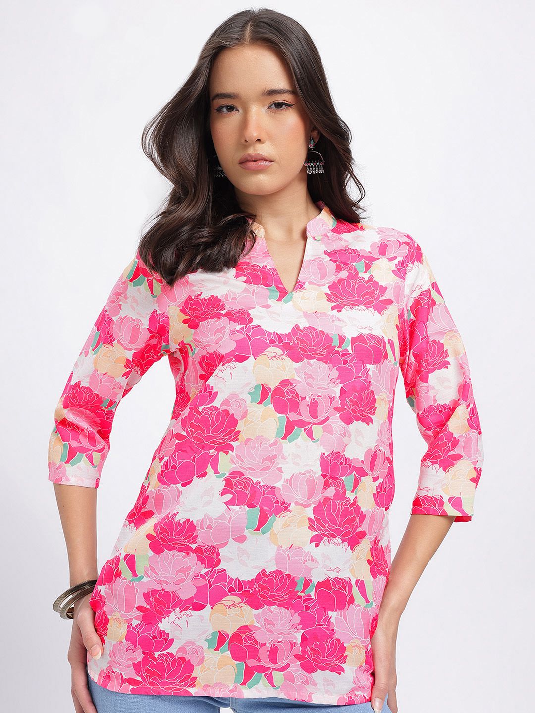Anouk Rustic Floral Printed Mandarin Collar Straight Kurti-picture-13