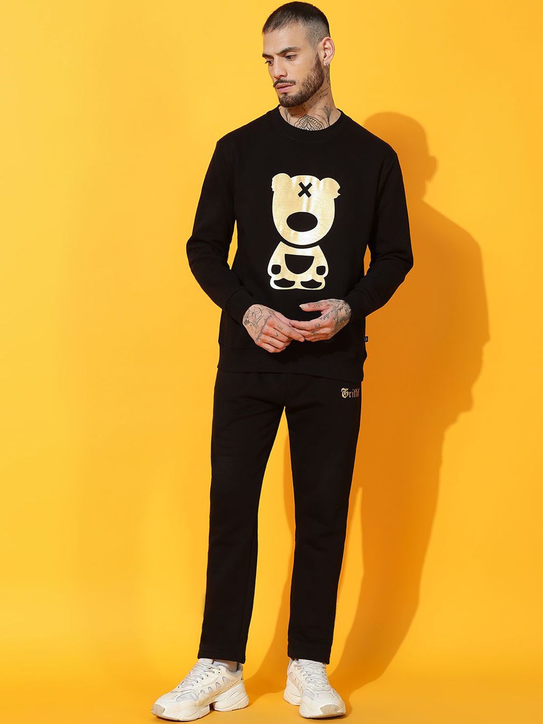 GRIFFEL Pure Cotton Graphic Printed Round Neck Tracksuit-picture-17