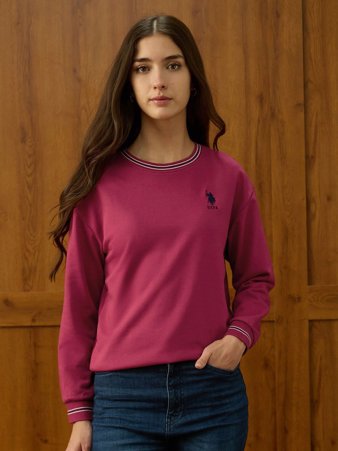 U.S. Polo Assn. Women Women Brand Logo Drop Shoulder Pullover Sweatshirt-picture-51