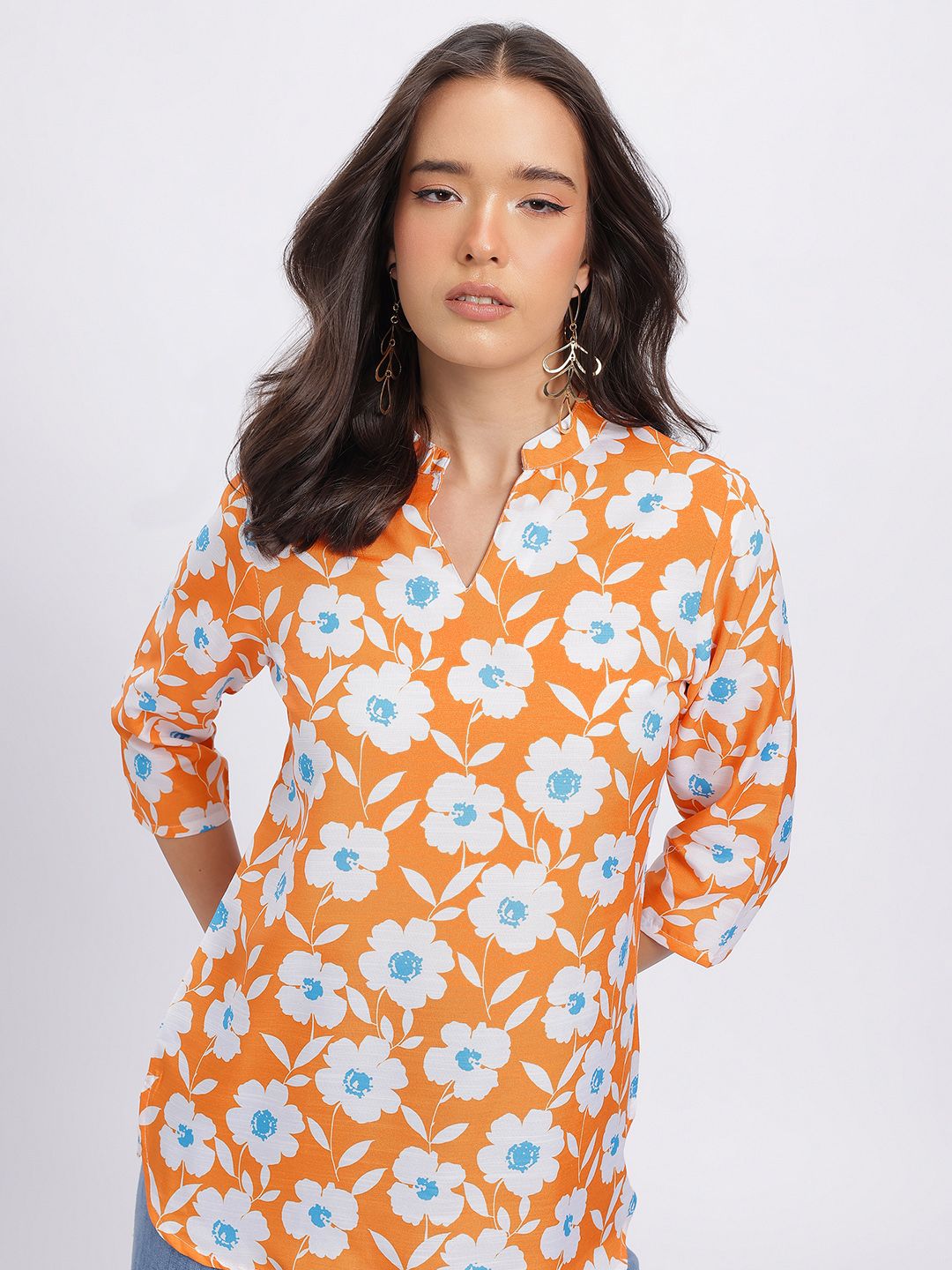 Anouk Rustic Floral Printed Mandarin Collar Straight Kurti-picture-17