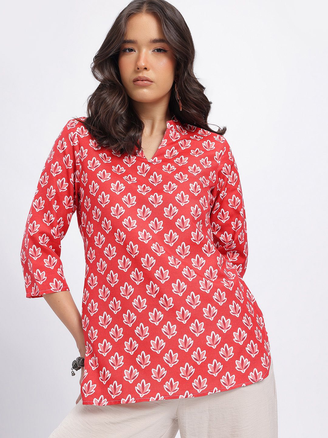 Anouk Rustic Floral Printed Mandarin Collar Straight Kurti-picture-30