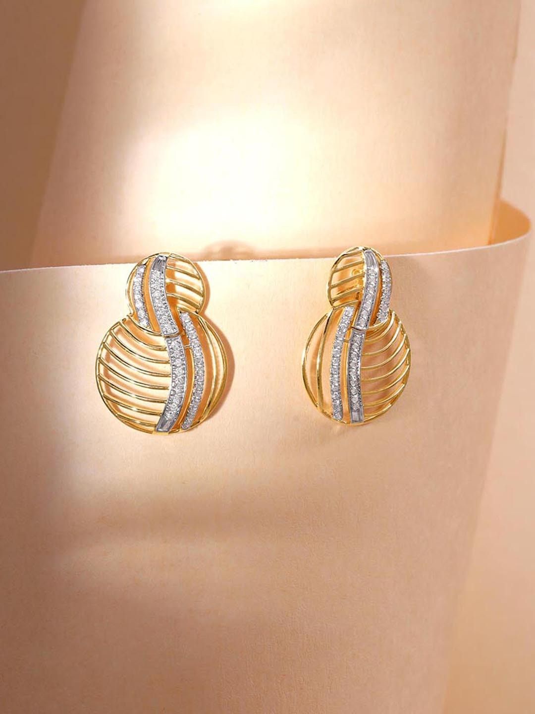 Mia by Tanishq Women 14 KT Gold Sculpted Flow Diamond Drop Earrings-image-19