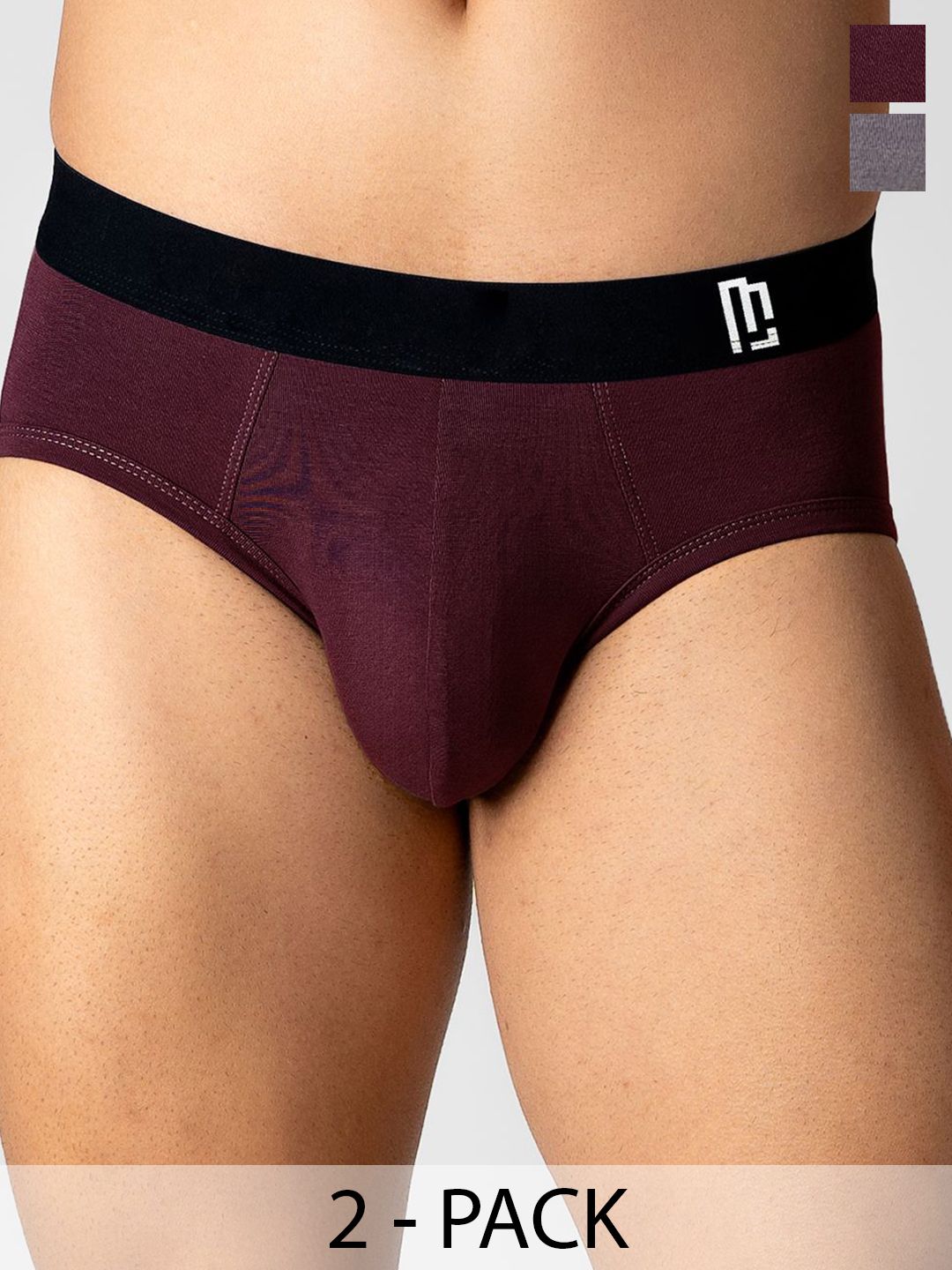 Maniac Pack Of 2 Mid-Rise Basic Briefs MN25-2PCK-MODAL-BRIF-ELST-BGDY_GRY-S-picture-39