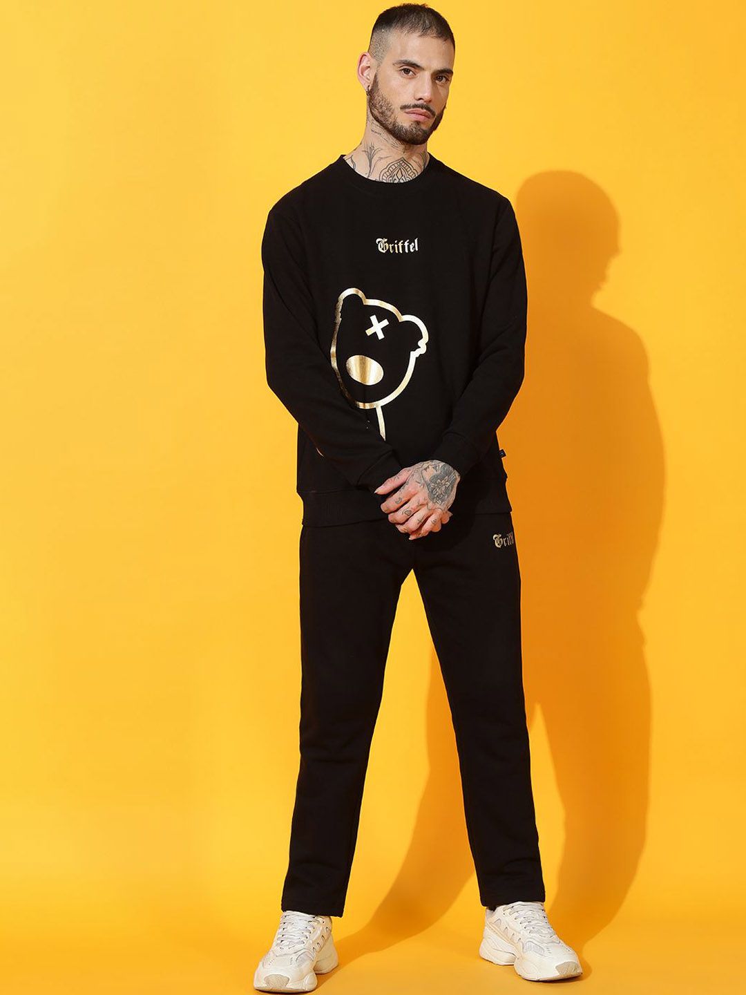 GRIFFEL Pure Cotton Graphic Printed Round Neck Tracksuit-picture-18