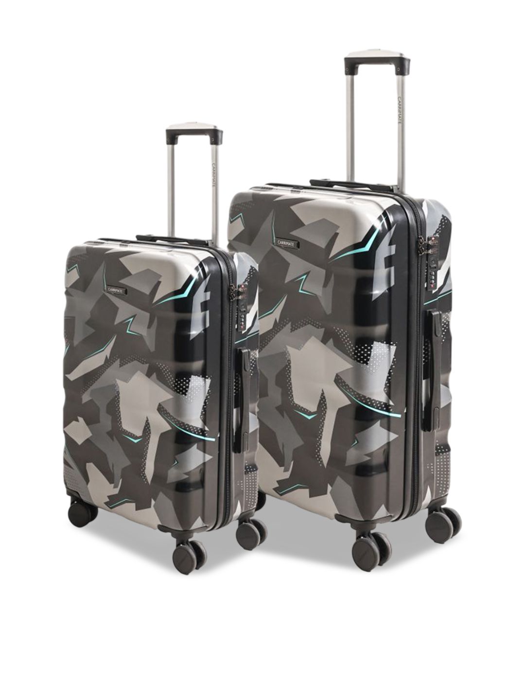 CARRIMATE Set Of 2 Baku Camo Printed 360 Wheels Hard-Sided Trolley Bags-picture-36