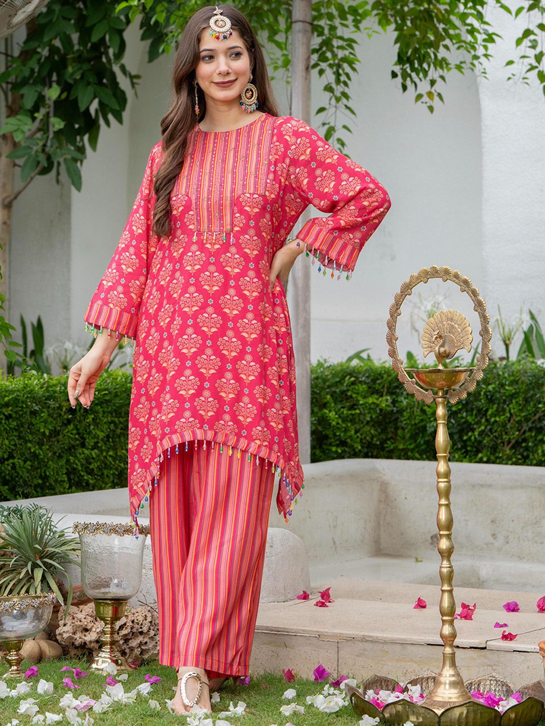 Coordnord Printed Cotton Tunic With Palazzo Co-Ords-picture-21