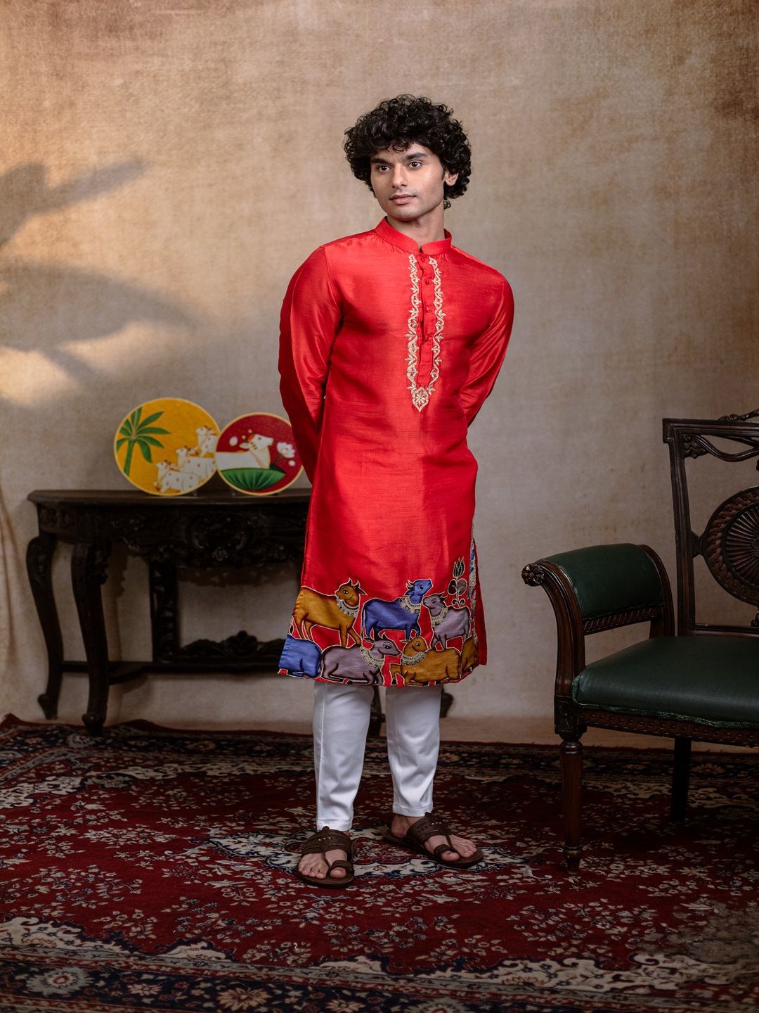 HILO DESIGN Men Raw Silk Kurta-picture-13