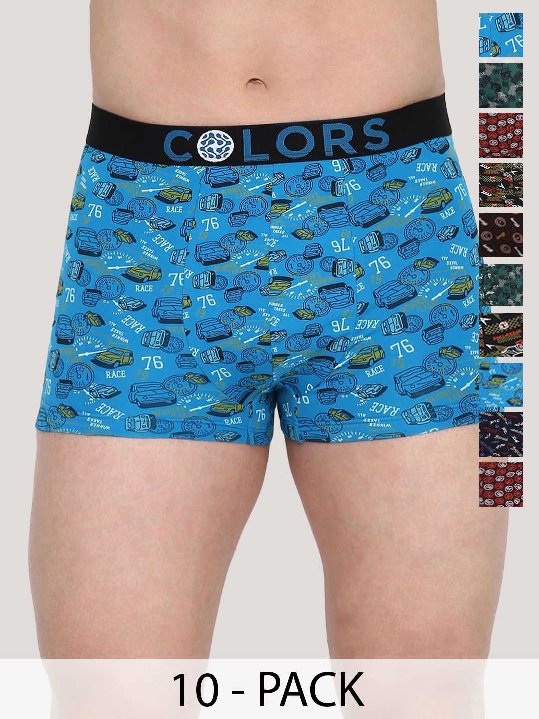 COLORS by Rupa Frontline Pack Of 10 Printed Low-Rise Long Trunks-picture-20