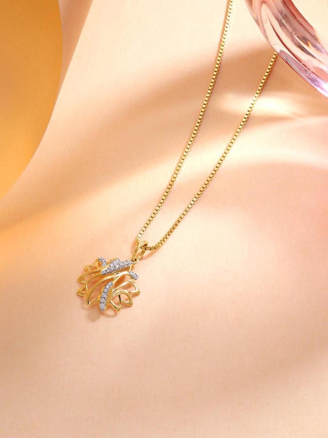 Mia by Tanishq 14 KT Gold Whimsical Flow Diamond Pendant- 0.847 g-picture-39