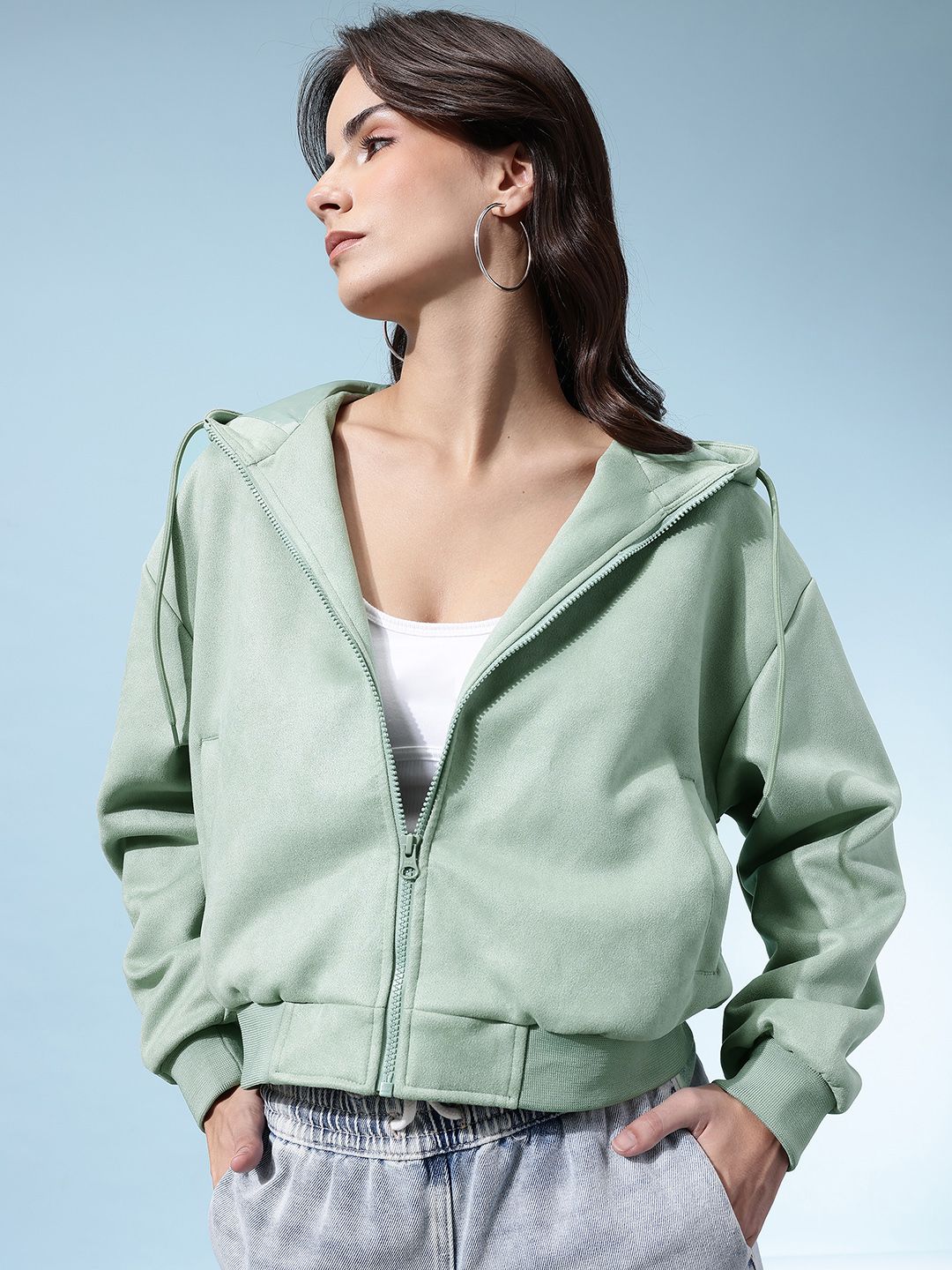 glitchez Suede Finish Hooded Tailored Jacket-image-13