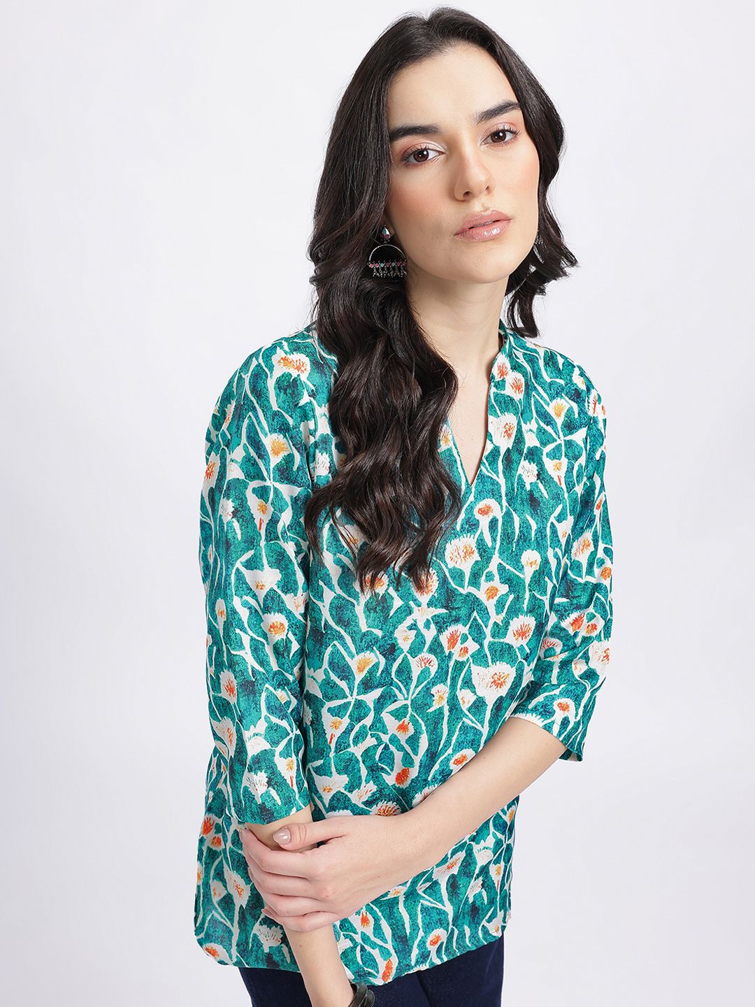 Anouk Rustic Floral Printed Mandarin Collar Straight Kurti-picture-19