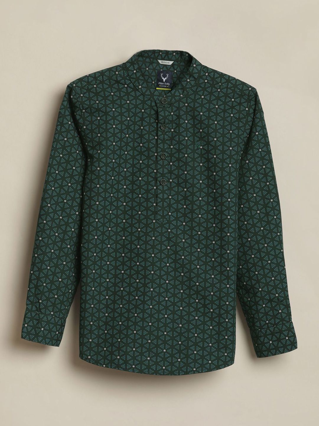Allen Solly Junior Boys Geometric Printed Mandarin Collar Casual Shirt-picture-46