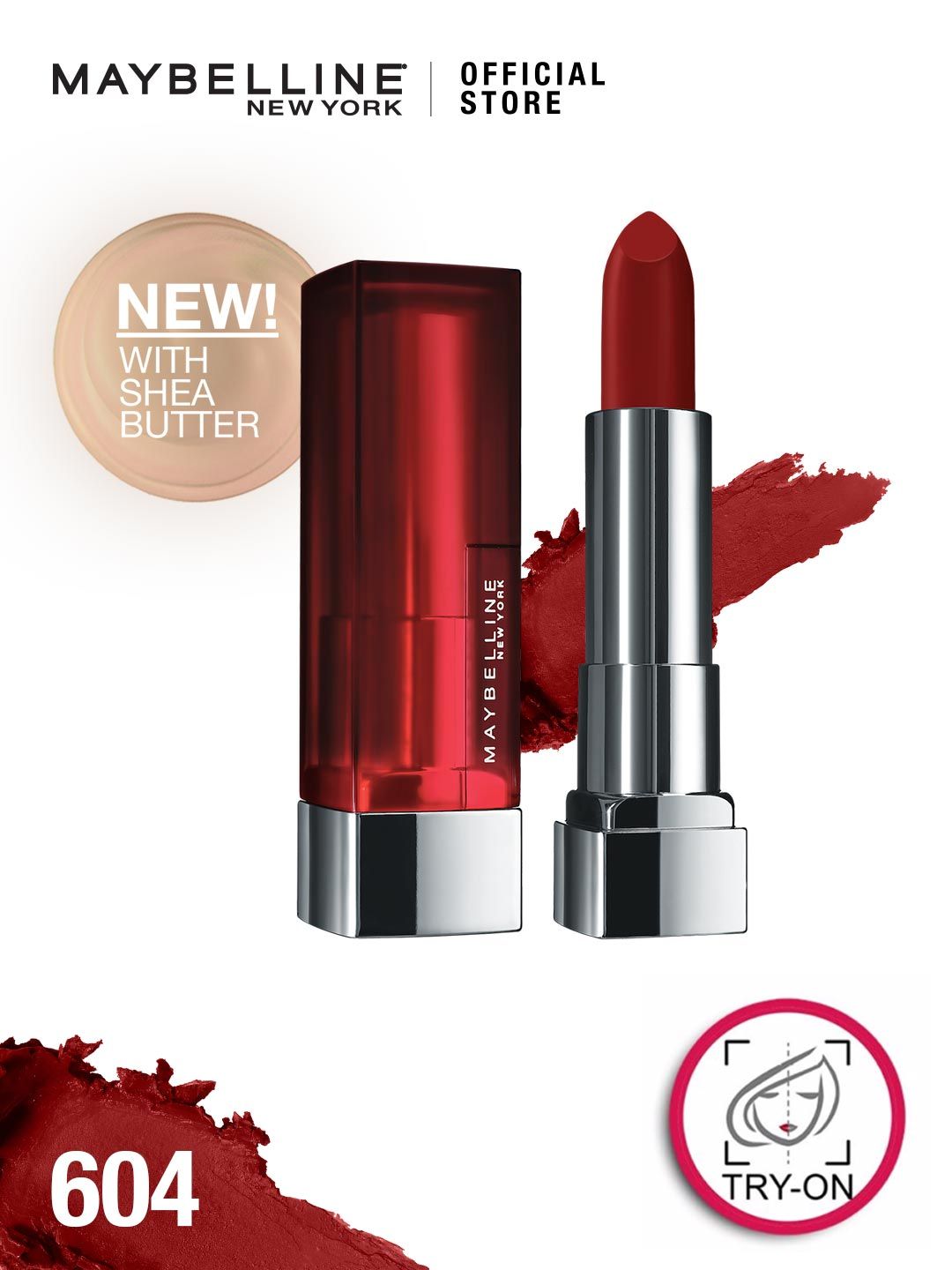 Maybelline New York Color Sensational Creamy Matte Lipstick - 604 Moody Crimson