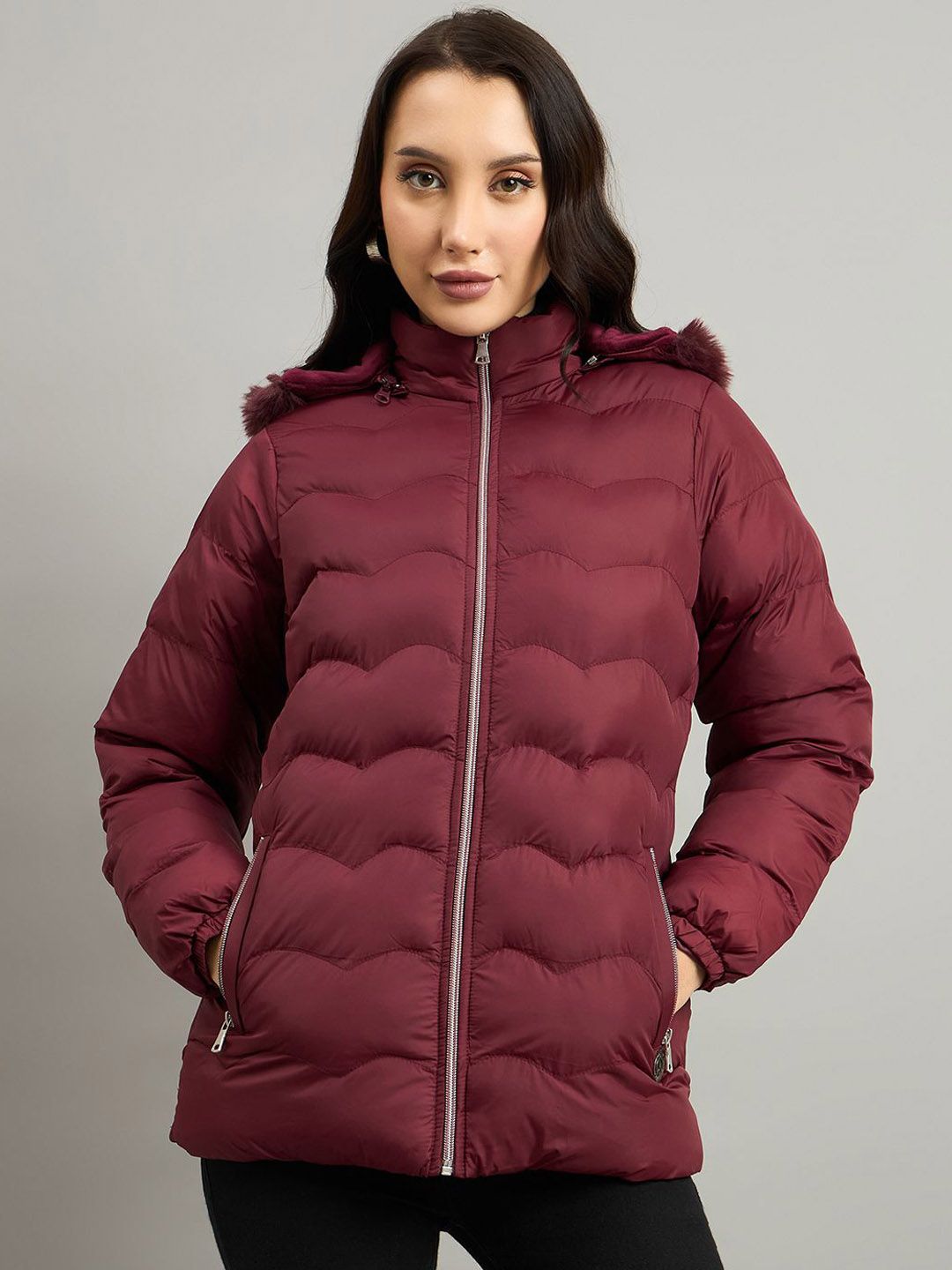 Duke Women Hooded Solid Puffer Jacket-picture-31