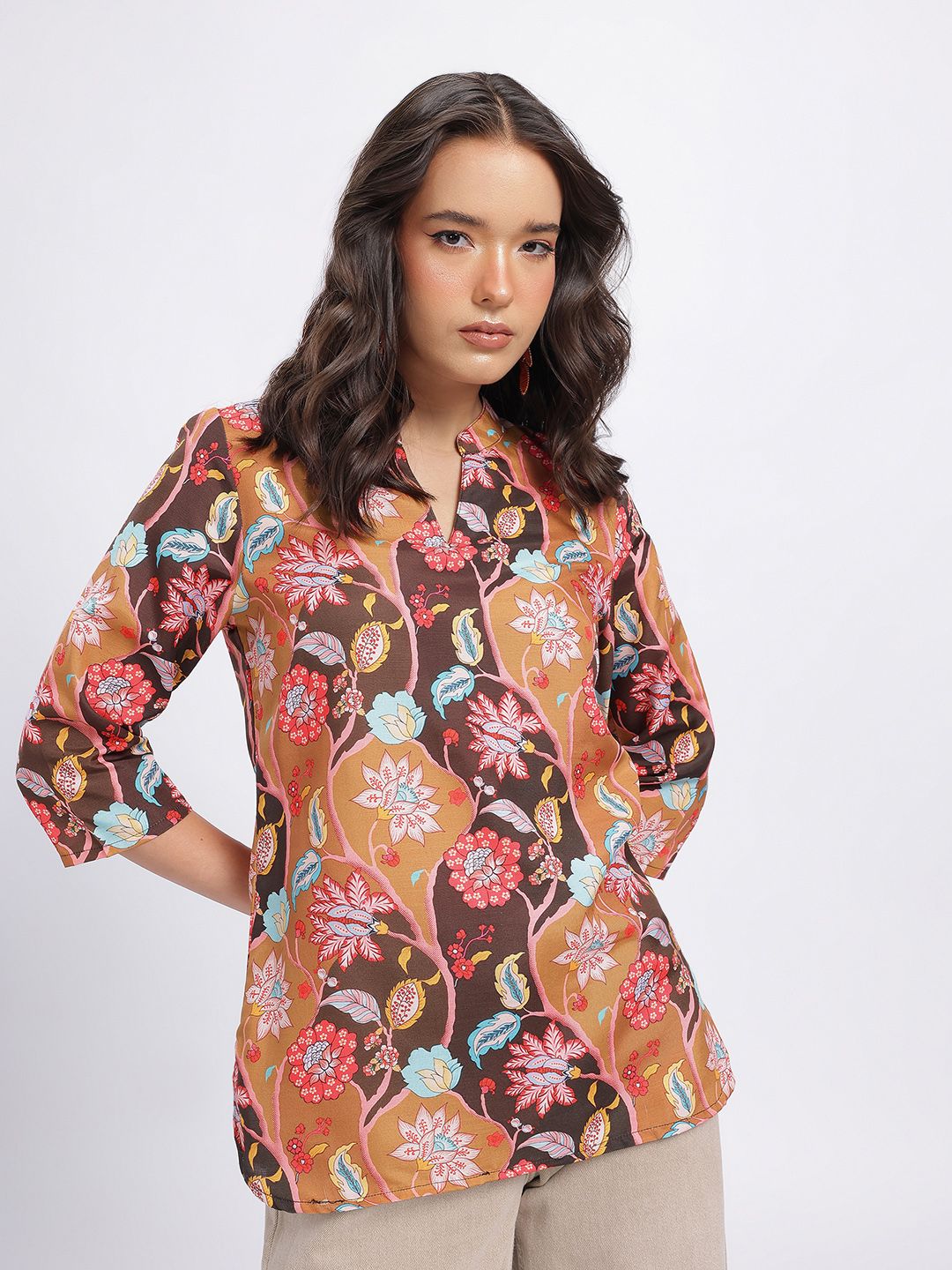 Anouk Rustic Floral Printed Mandarin Collar Straight Kurti-picture-26