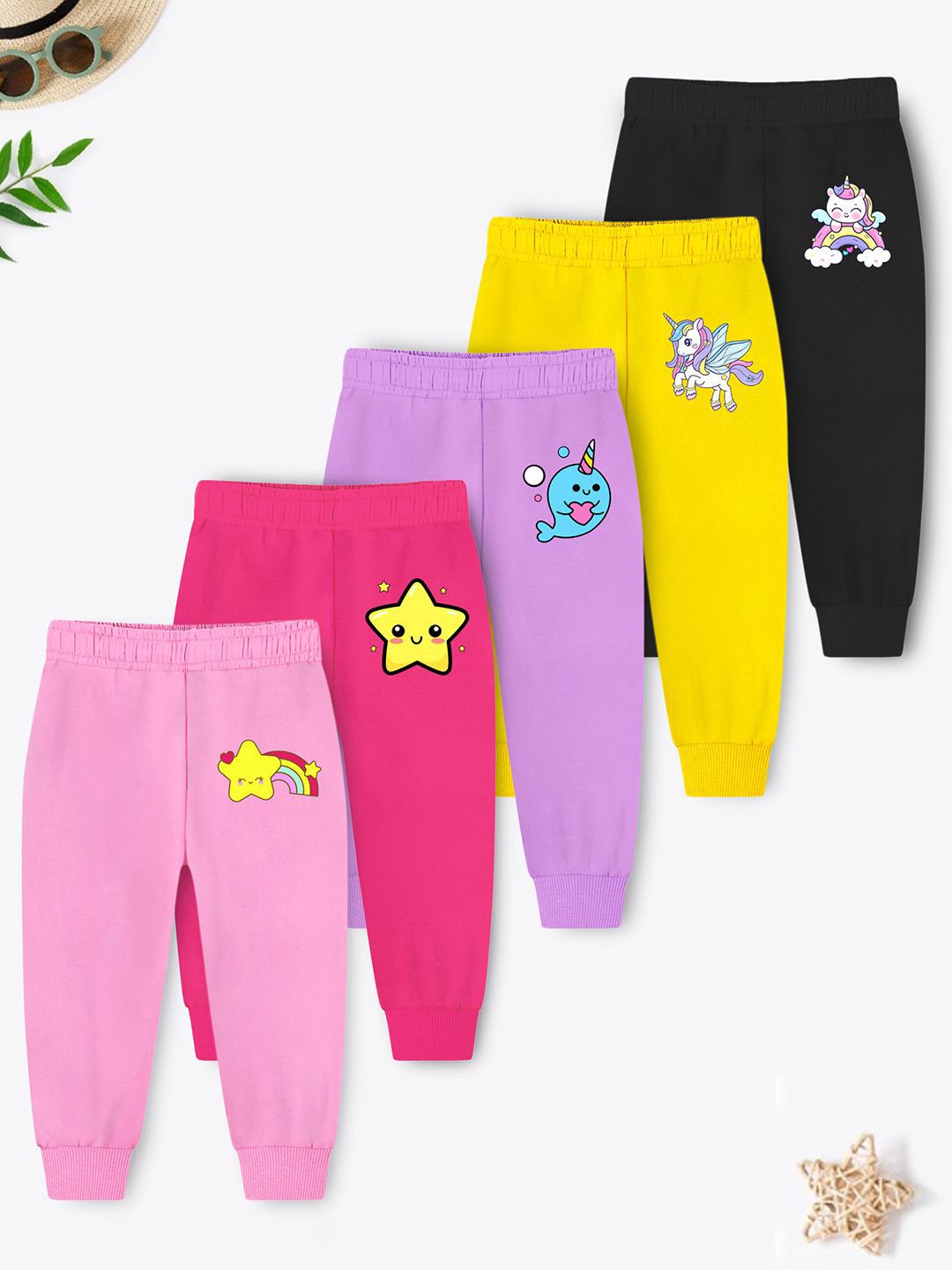 YK X Trampoline kids Relaxed-Fit Pack Of 5 Mid Rise Joggers Track Pants-picture-29