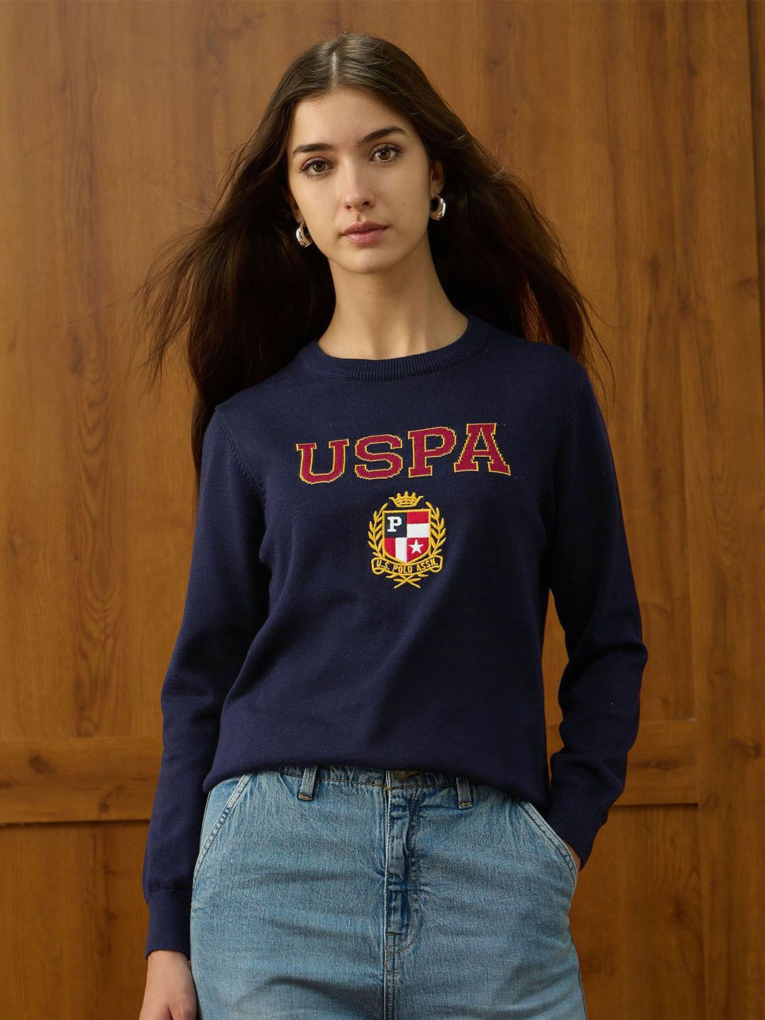 U.S. Polo Assn. Women Typography Embroidered Round Neck Pullover-picture-17