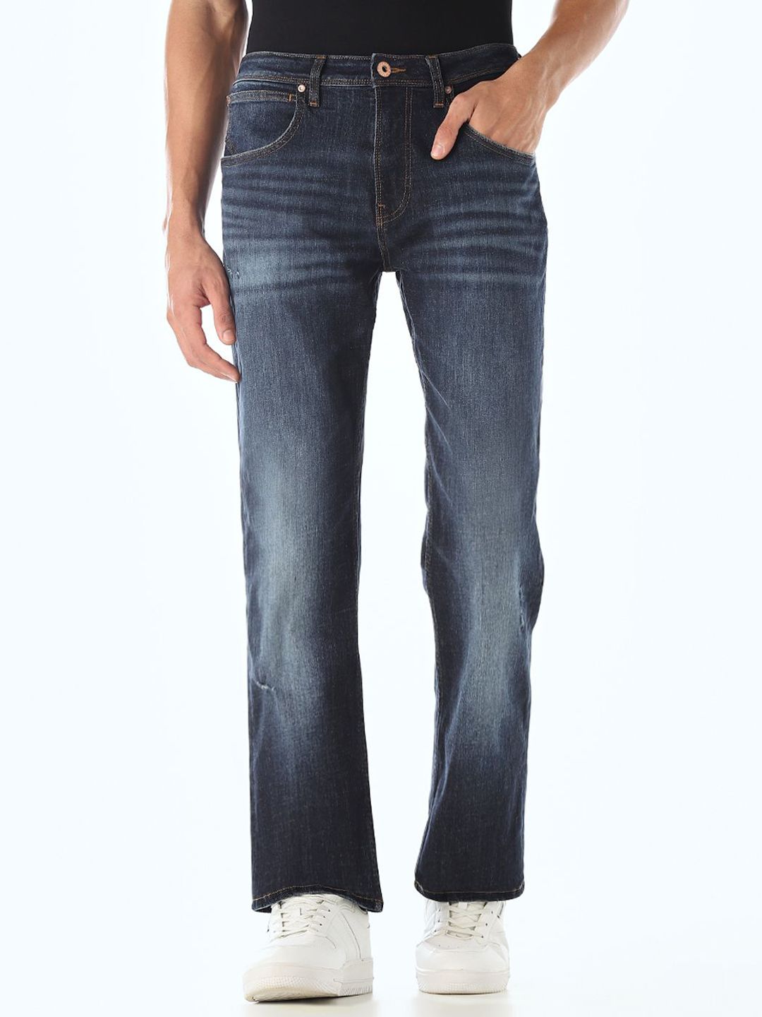 Jack & Jones Men Bootcut High-Rise Low Distress Heavy Fade Stretchable Jeans-picture-43