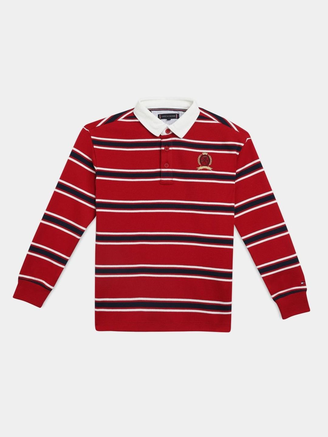 Tommy Hilfiger Boys Striped Polo Collar Pure Cotton T-shirt-picture-40