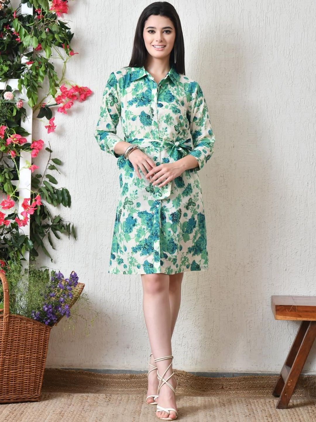 KALINI Floral Print Shirt Dress-picture-23