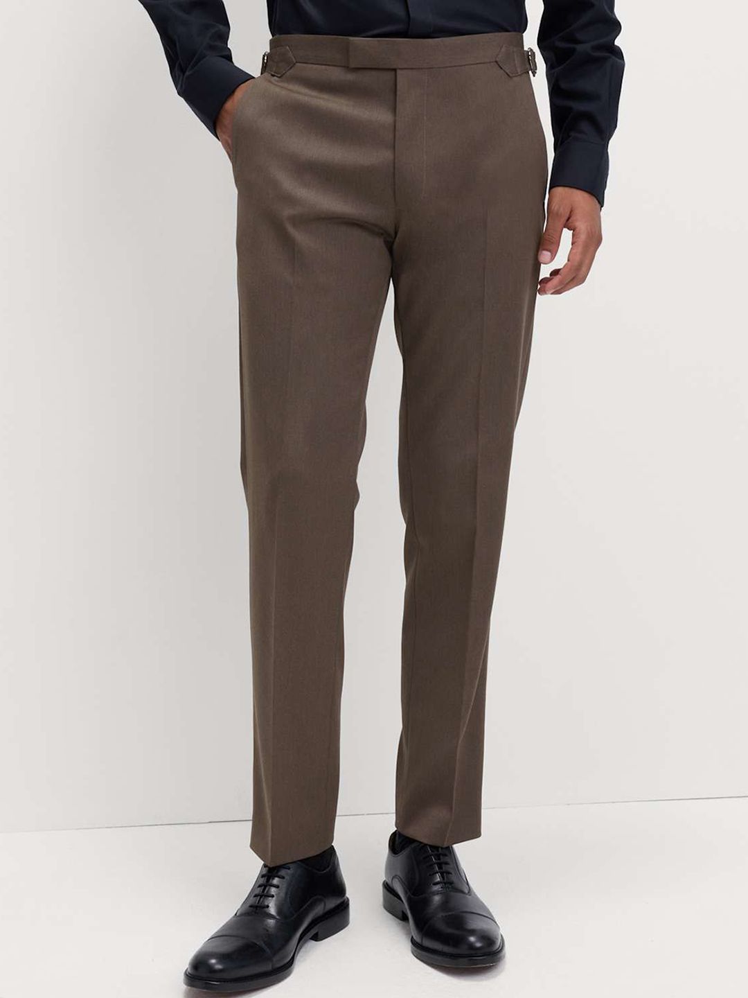 Marks & Spencer Men Slim Fit Mid-Rise Formal Trousers-picture-12