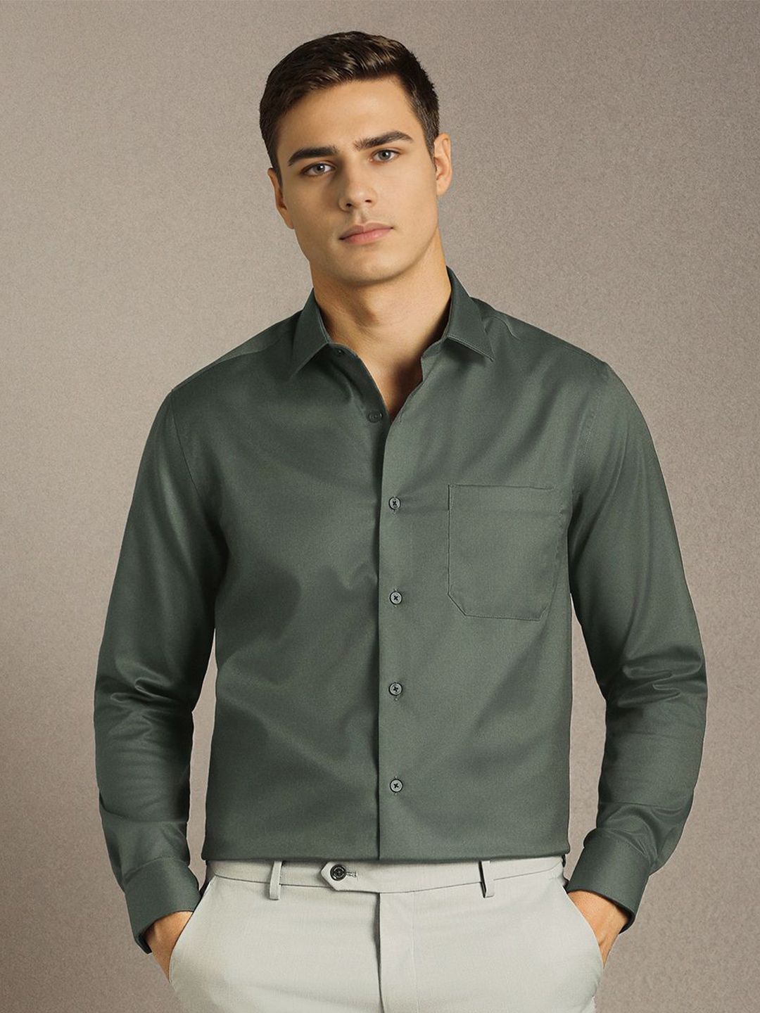 Louis Philippe Spread Collar Full Sleeves Pure Cotton Formal Shirt-picture-14