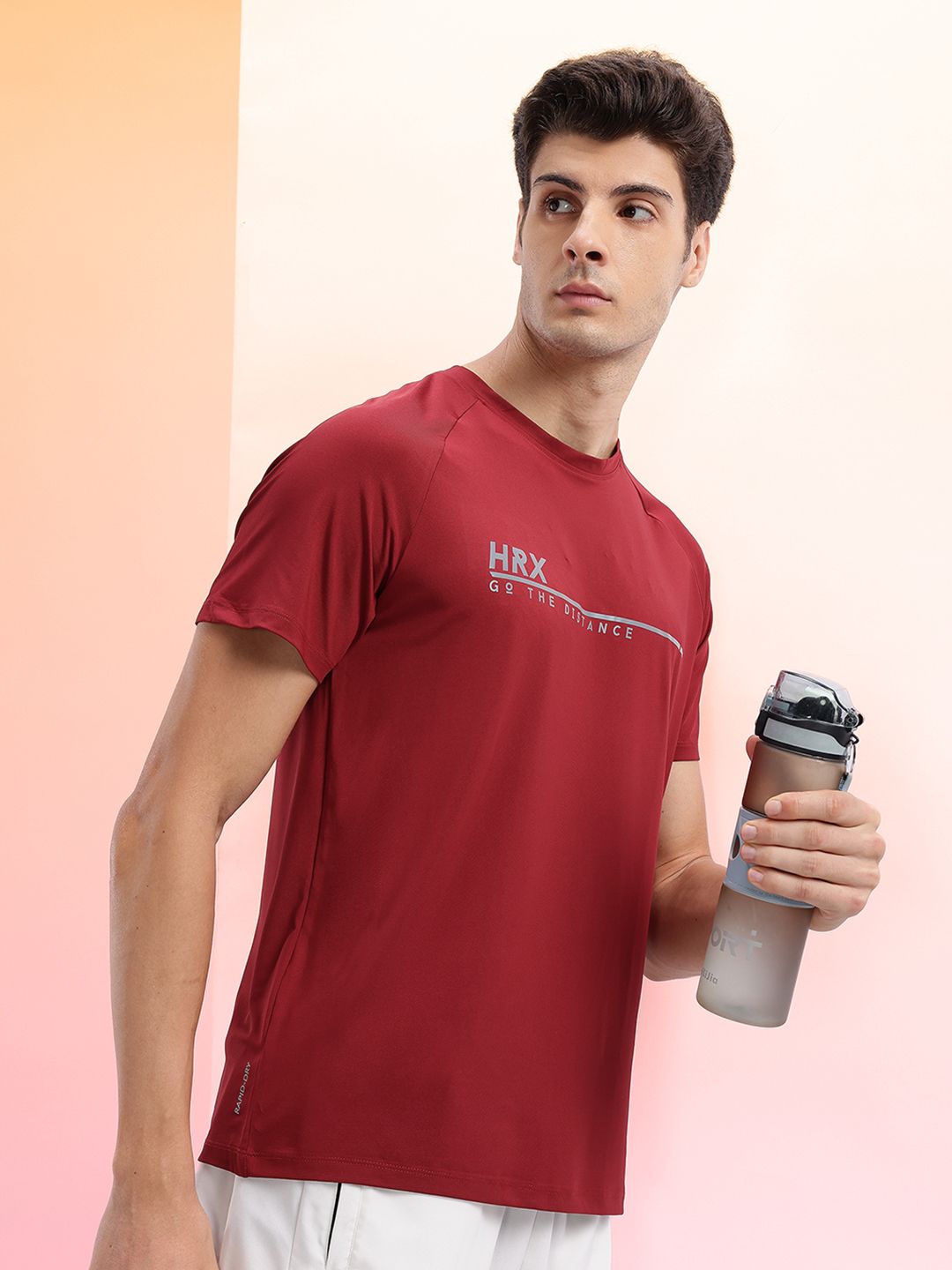 HRX by Hrithik Roshan Brand Logo Printed Raglan Sleeves Rapid-Dry Running T-shirt-picture-39