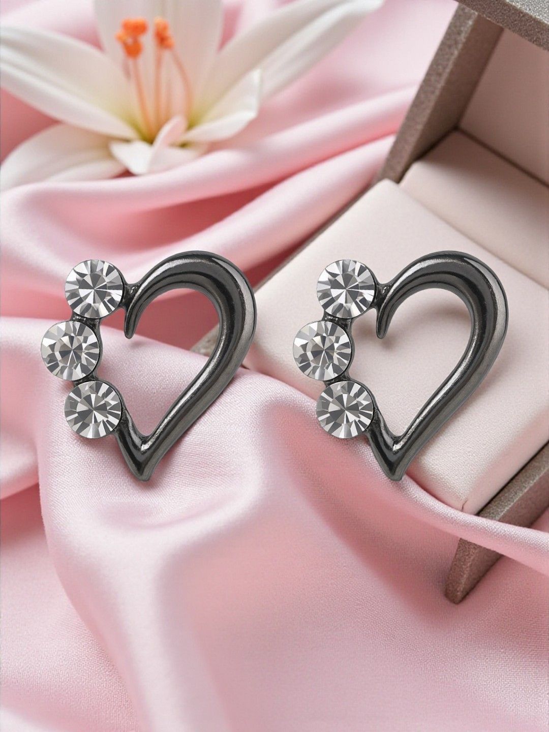 AccessHer Silver Brass Artificial Stones and Beads Studs-picture-13