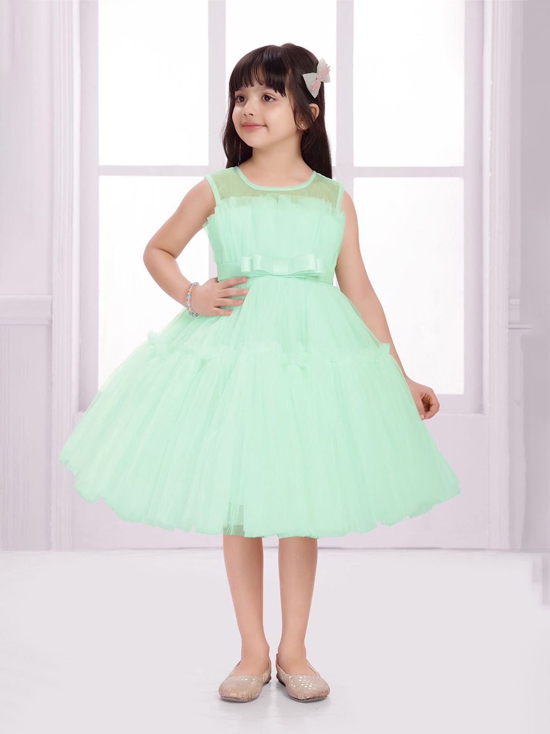 Ministitch Girls Embellished Layered Net Fit & Flare Dress-picture-28