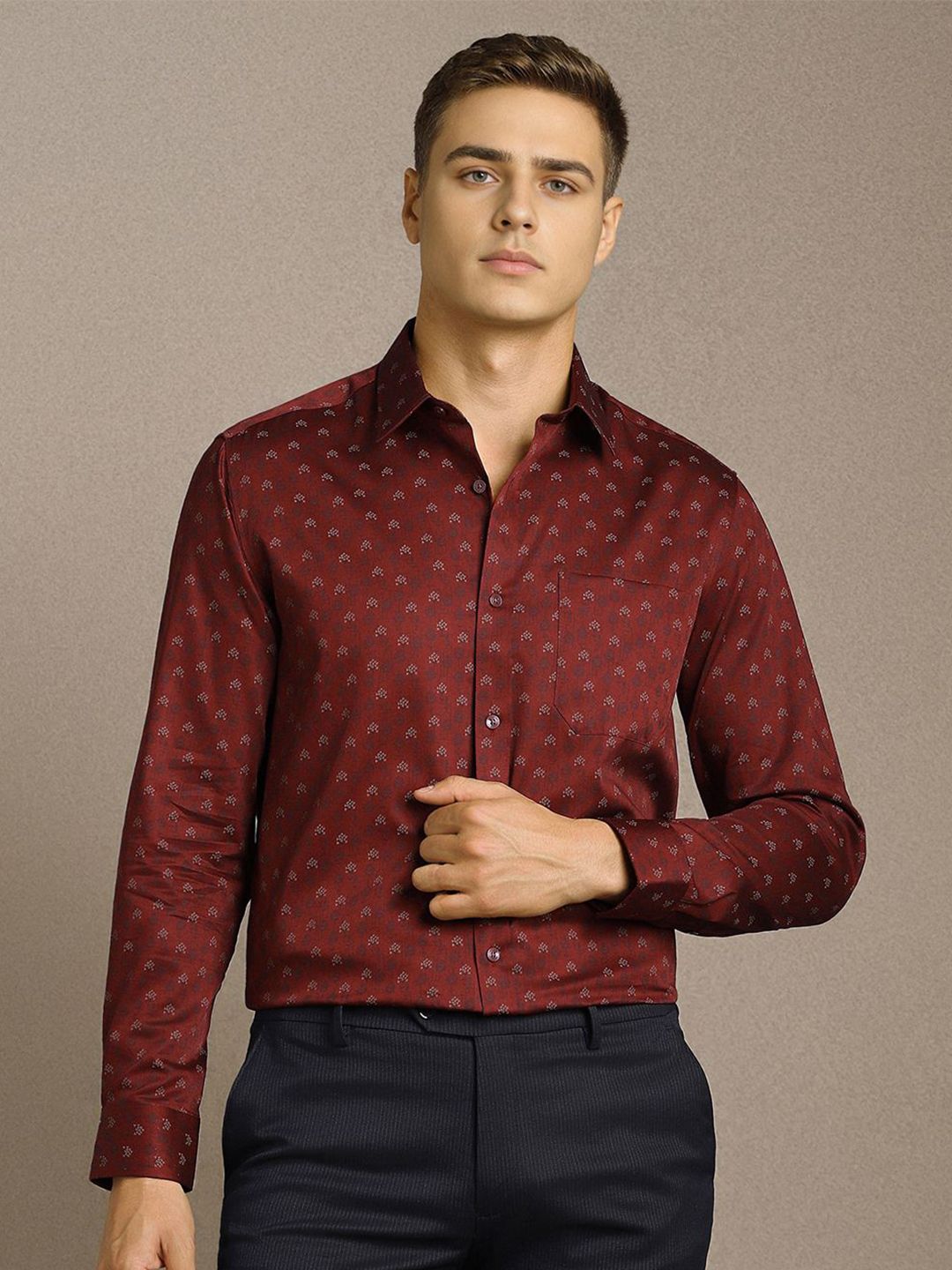 Louis Philippe Floral Printed Cotton Formal Shirt-picture-47