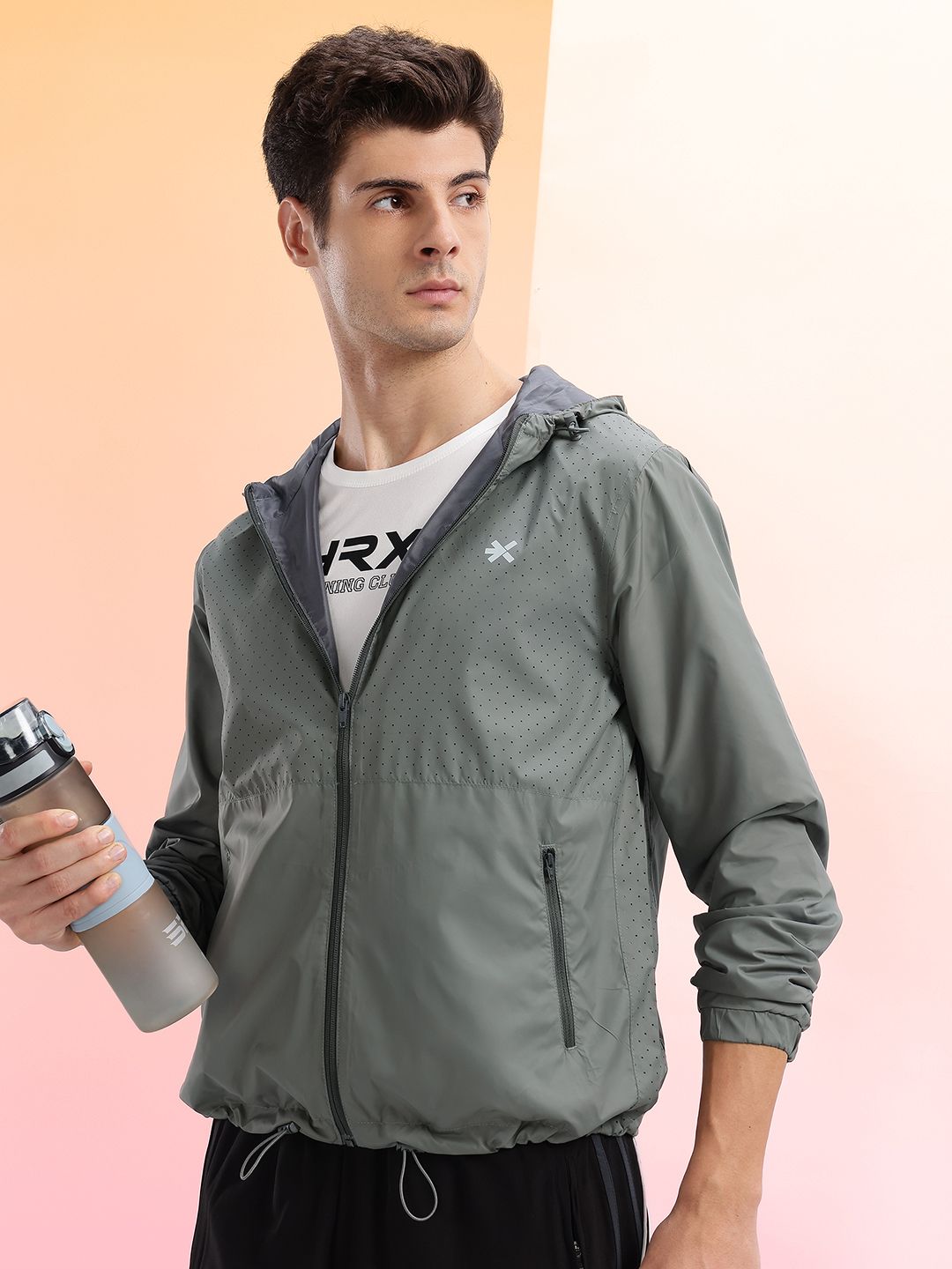 HRX by Hrithik Roshan Reflective Logo Perforated Running Jacket