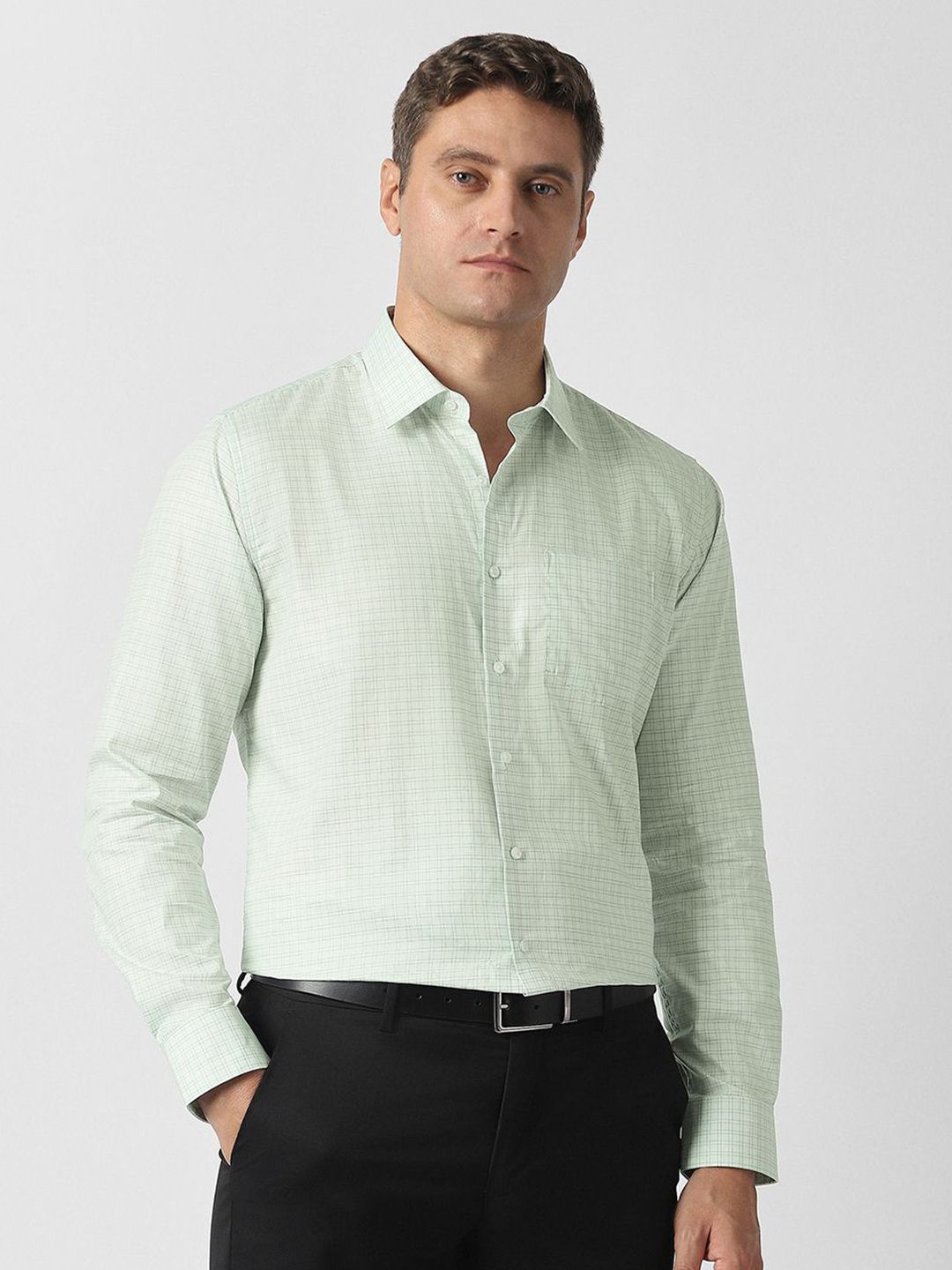 Van Heusen Slim Fit Micro Checks Checked Pure Cotton Formal Shirt-picture-13