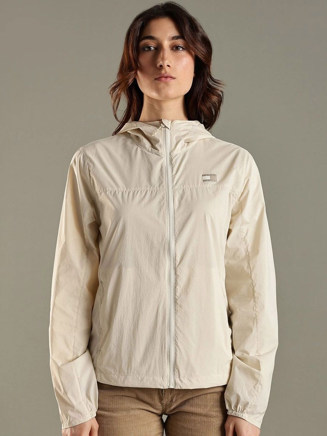 Tommy Hilfiger Women Hooded Solid Windcheater Bomber Jacket