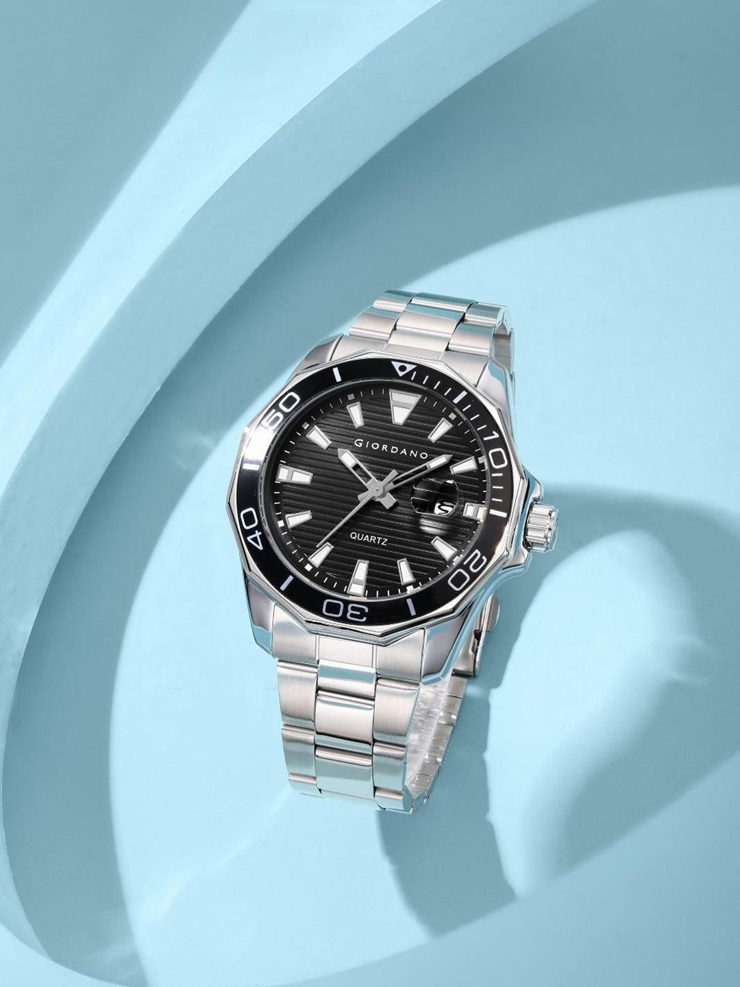 GIORDANO Men Round Dial & Stainless Steel Bracelet Style Straps Analogue Watch GZ-50149-11-picture-21