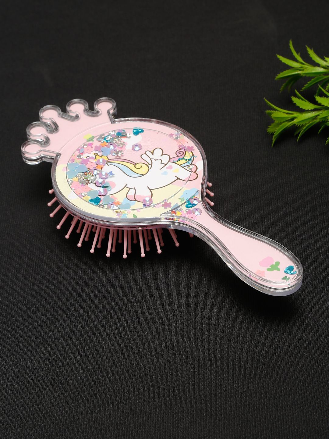 Stoln Unicorn Theme With Glittery Hair Brush - Peach