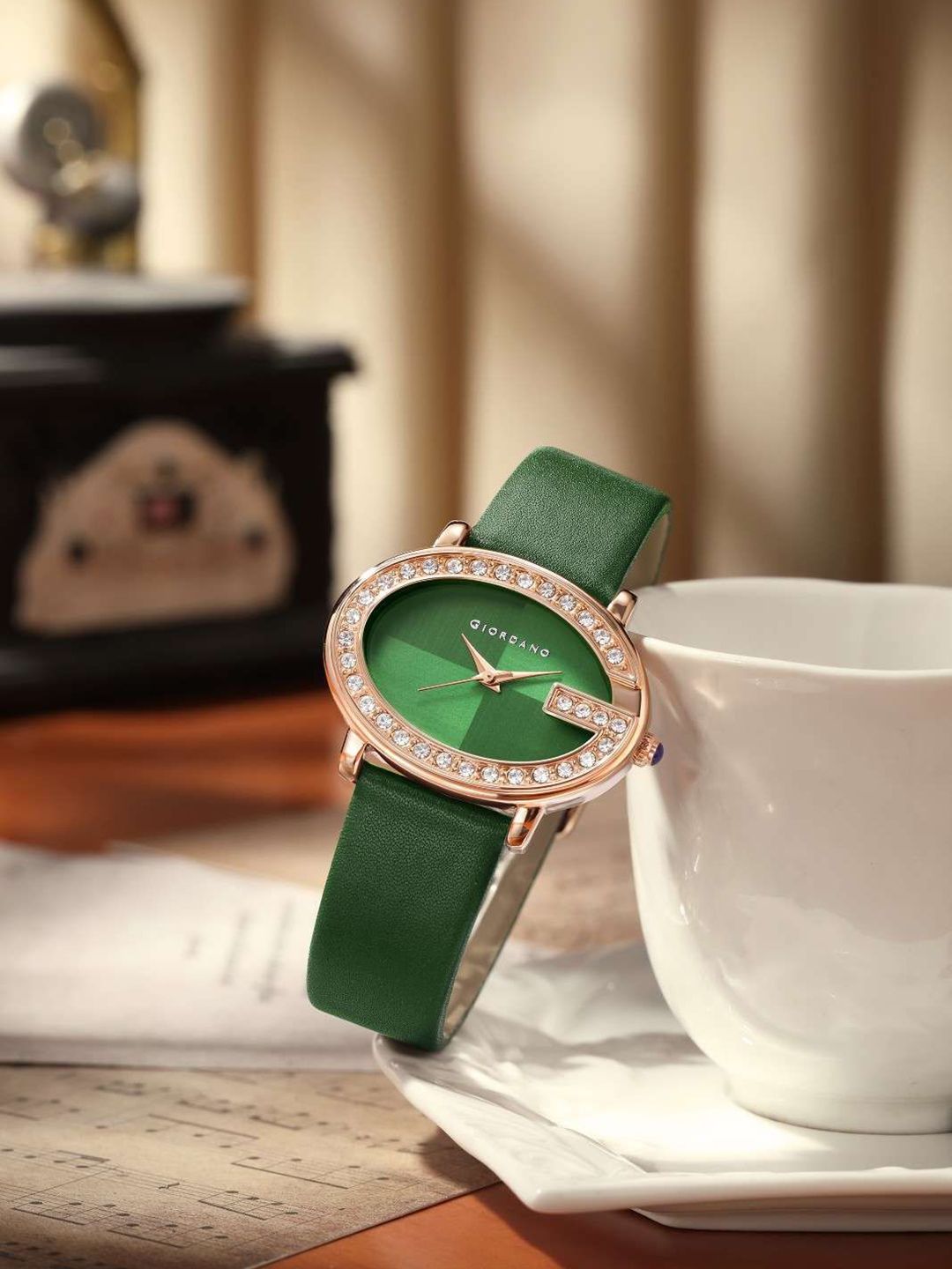 GIORDANO Women Embellished Dial & Leather Straps Analogue Watch GZ-60105-04-image-38