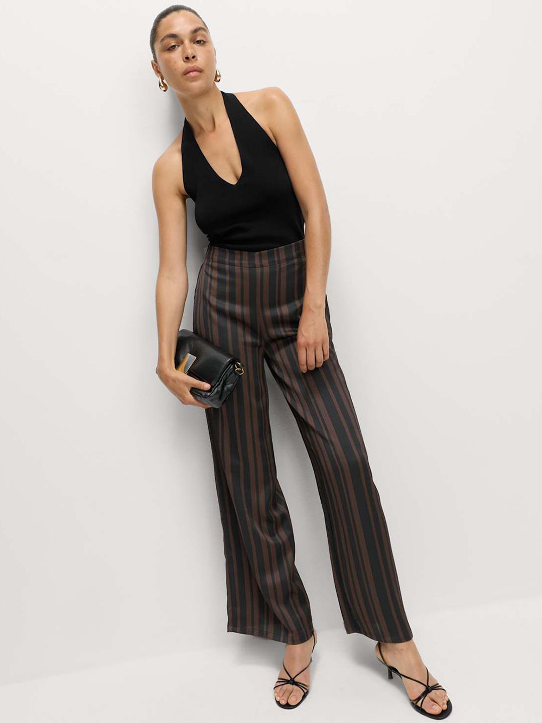 Marks & Spencer Women Striped High-Rise Straight Fit Trousers-picture-29