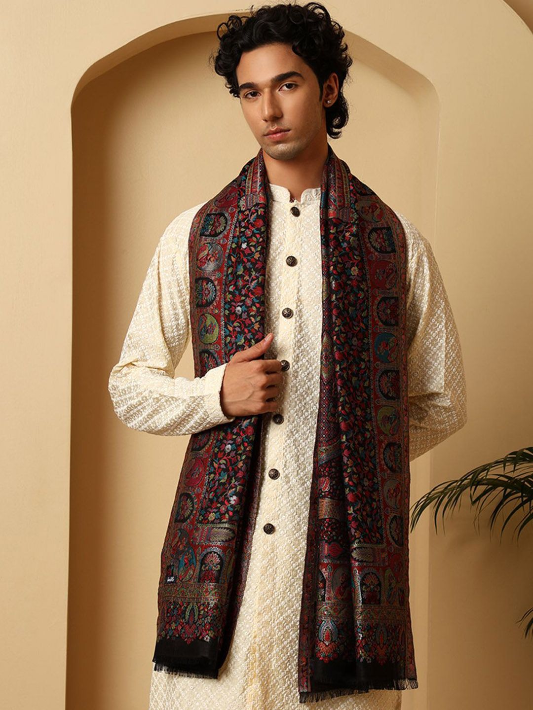 Tweedle Men Woven Design Stole-picture-52