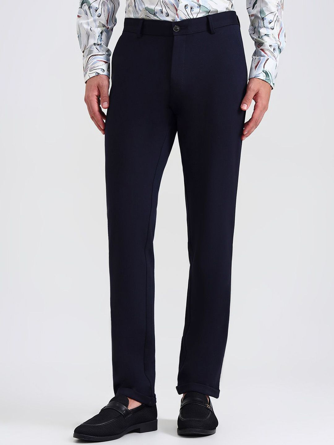 JB STUDIO Men Solid Slim Fit Mid Rise Flat Fronts Formal Trousers-image-18