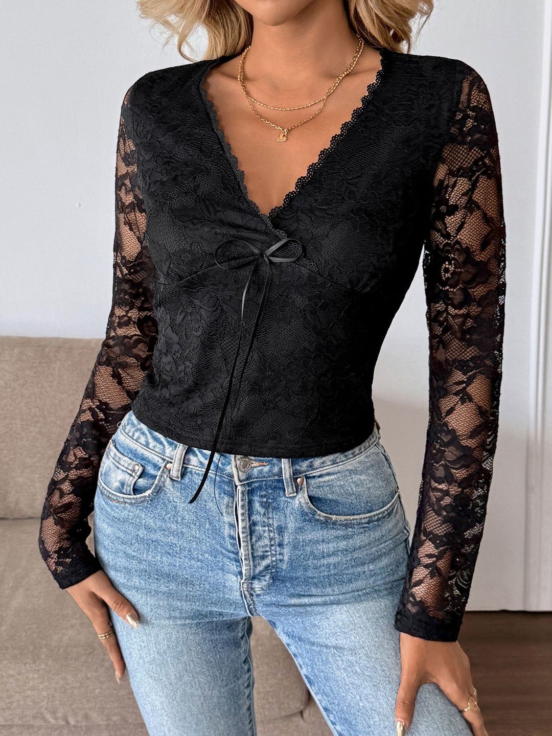 StyleCast x Revolte Women V-Neck Long Sleeves Top-picture-31