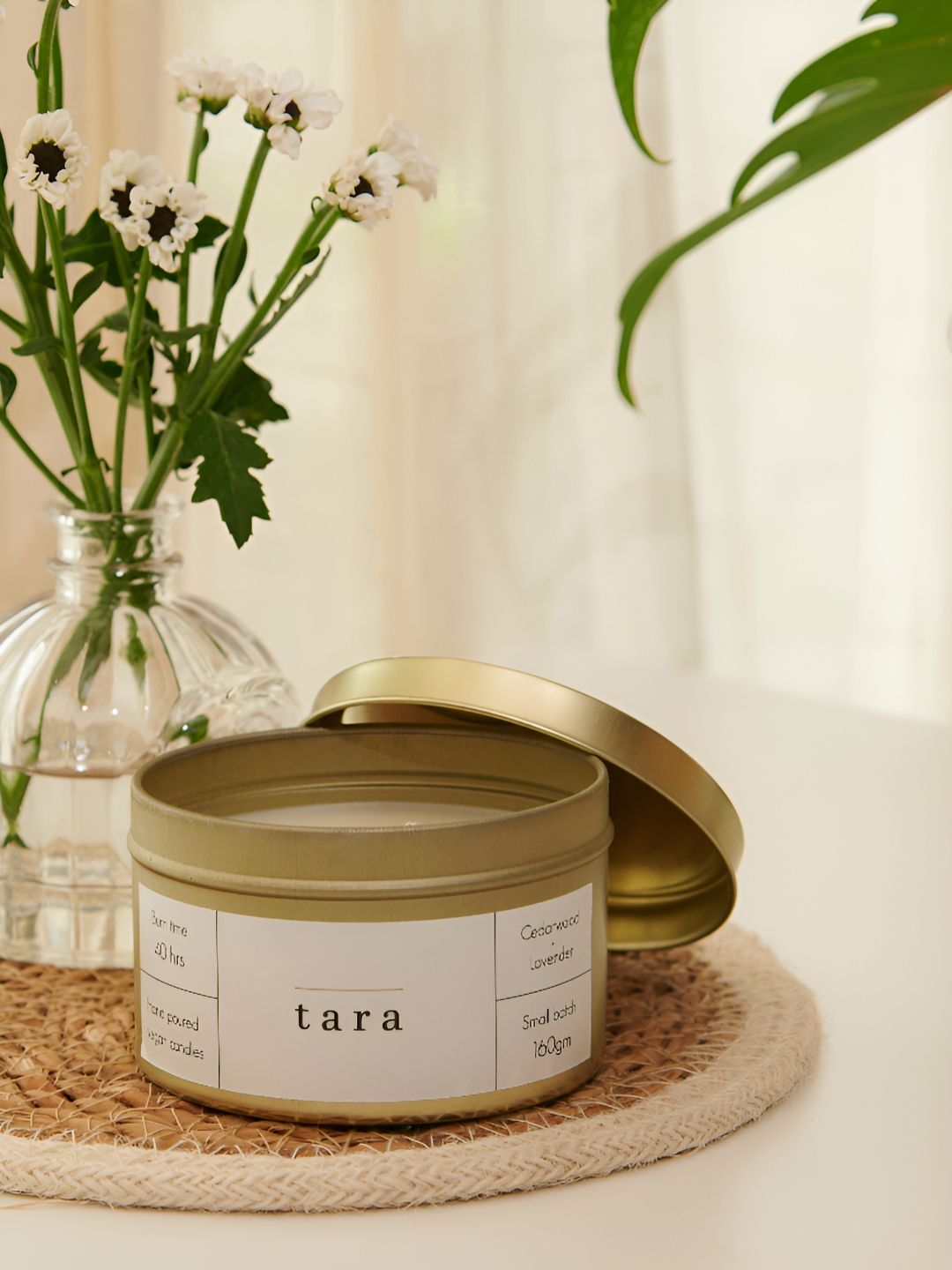 Michri Gold-Toned & White Tara Scented Soy Jar Candle-image-47