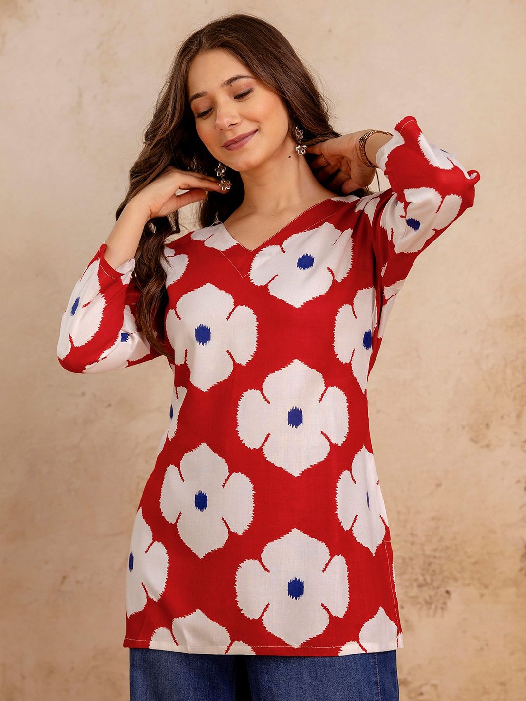 Pjyot by surhi Floral Printed V-Neck Kurti-picture-15