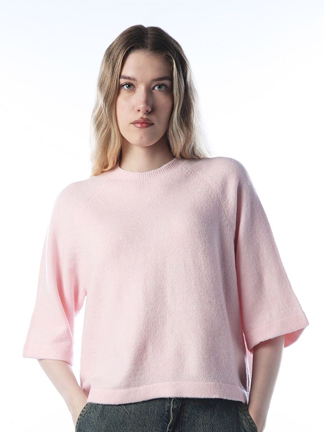 ONLY Women Solid Round Neck Pullover with Fuzzy Detail-picture-23