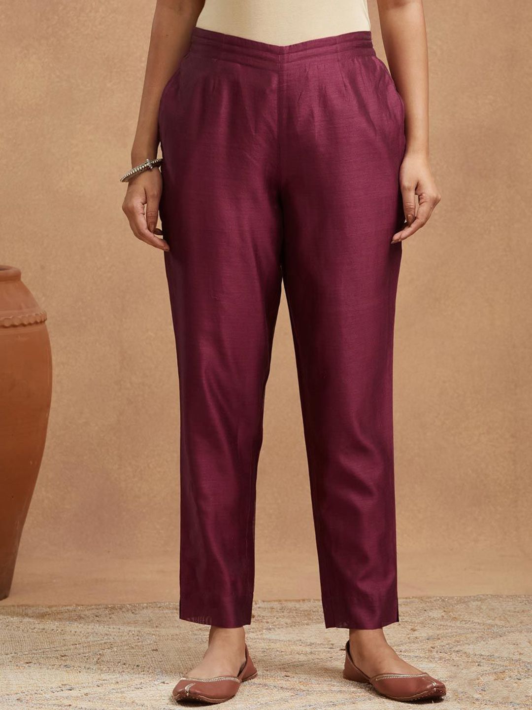Fabindia Women Regular Fit Mid-Rise Trousers-image-42