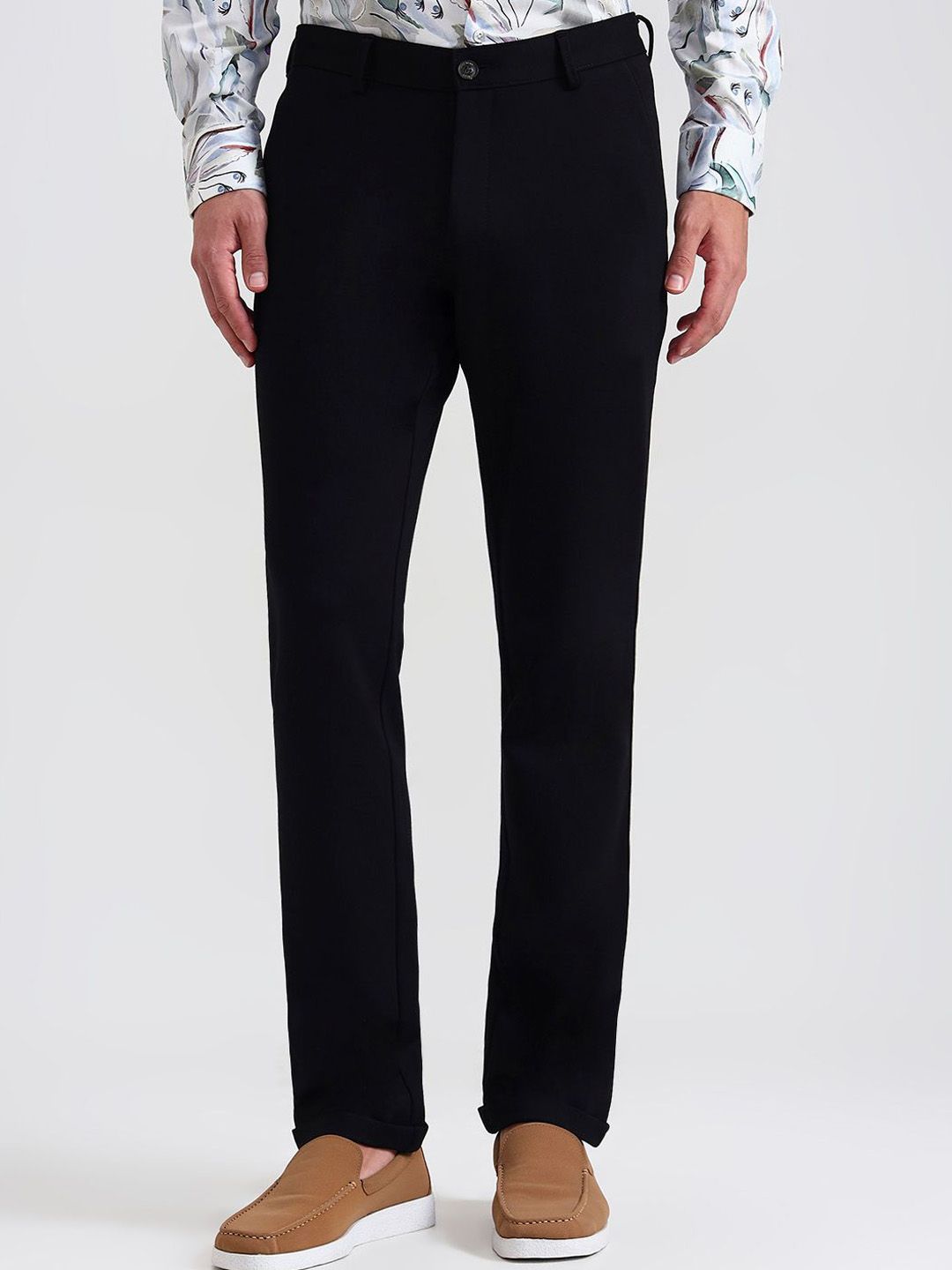JB STUDIO Men Slim Fit Mid-Rise Cotton Formal Trousers-image-15