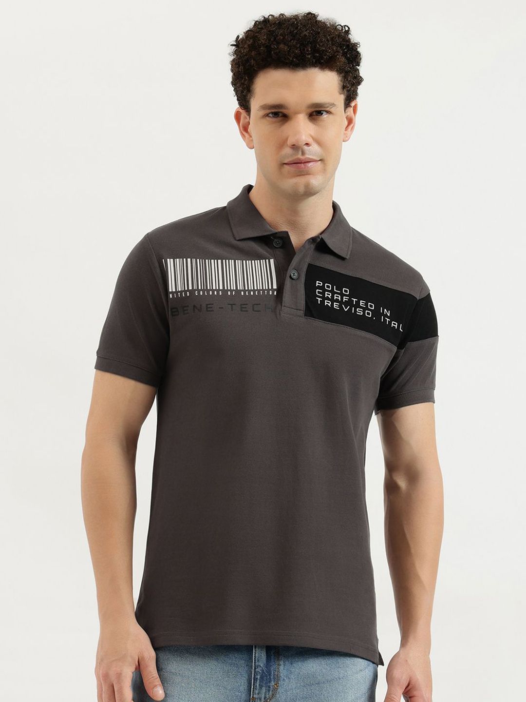 United Colors of Benetton Men Typography Printed Polo Collar Cotton T-shirt-picture-46
