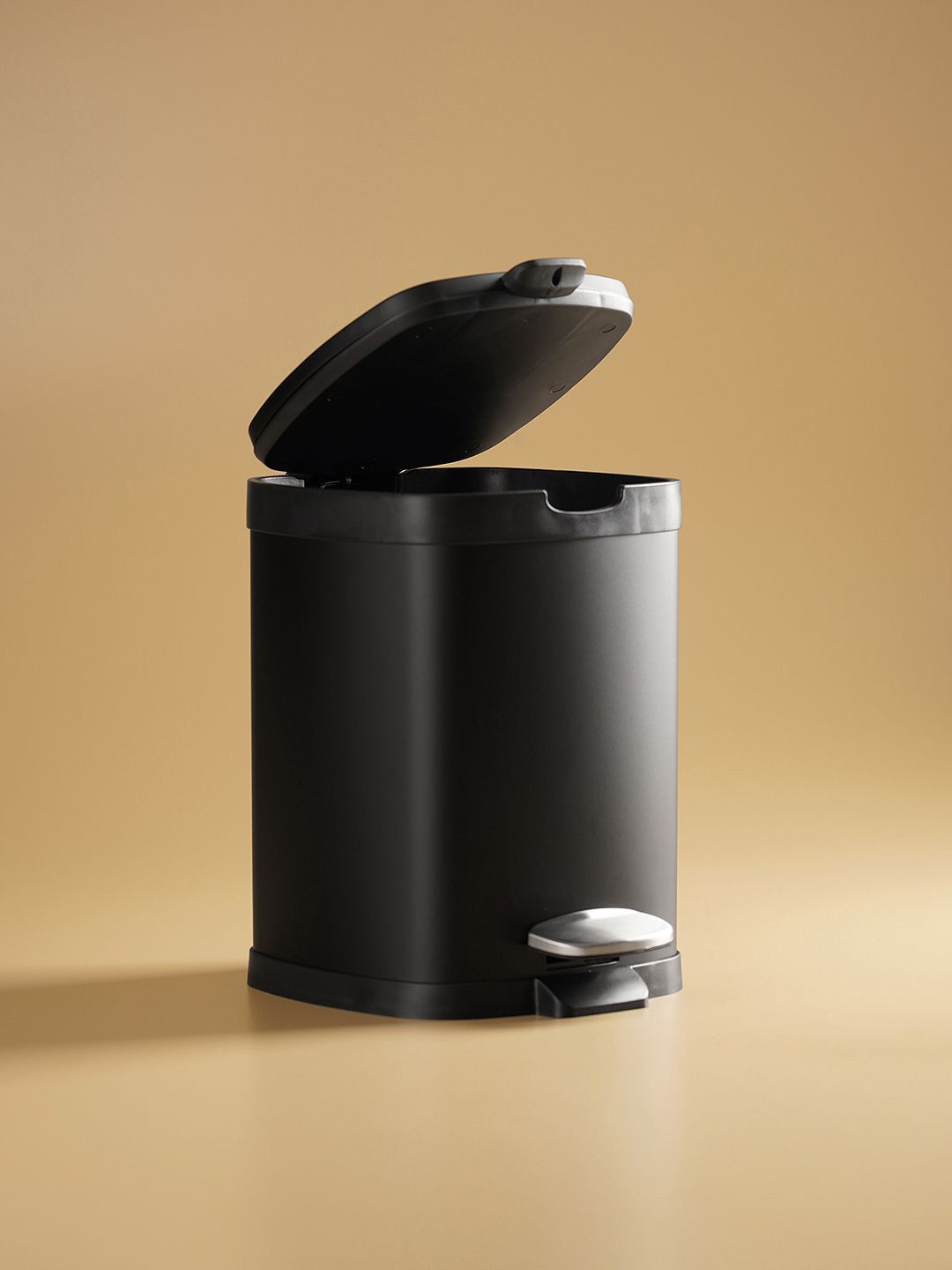 Pure Home and Living Black Square Pedal Waste Bin With Lid