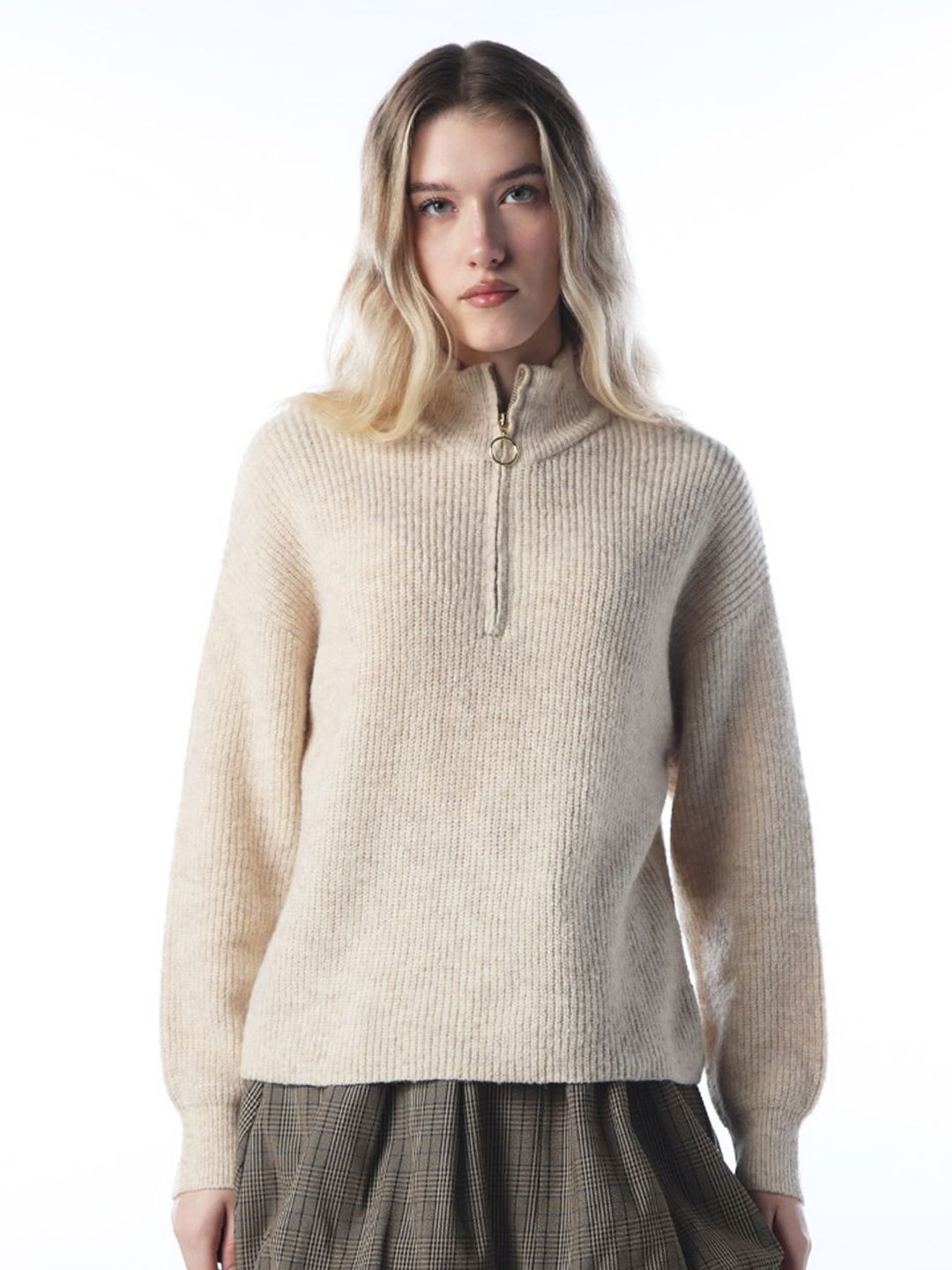 ONLY Women Ribbed High Neck Full Sleeve Pullover with Fuzzy Detail-picture-56