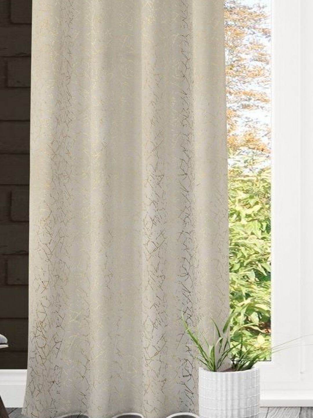 GEET CREATIONS Cream-Coloured Velvet Room Darkening Long Door Curtain-picture-49