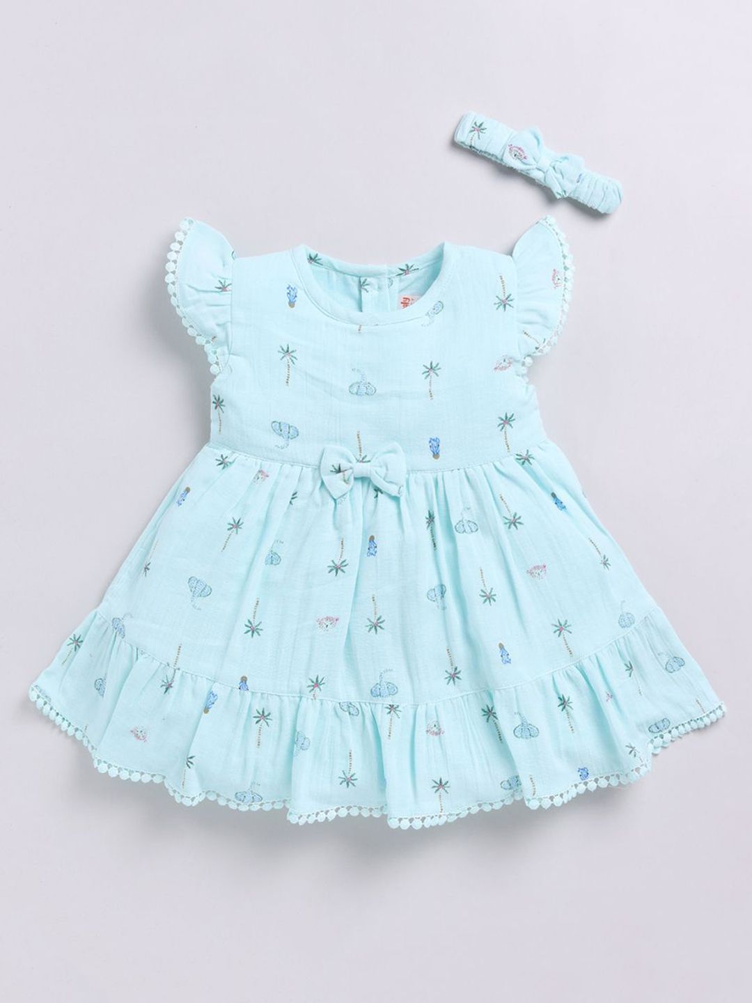 SNUGGLY MONKEY Girls Conversational Print Flutter Sleeve Fit & Flare Dress-picture-55